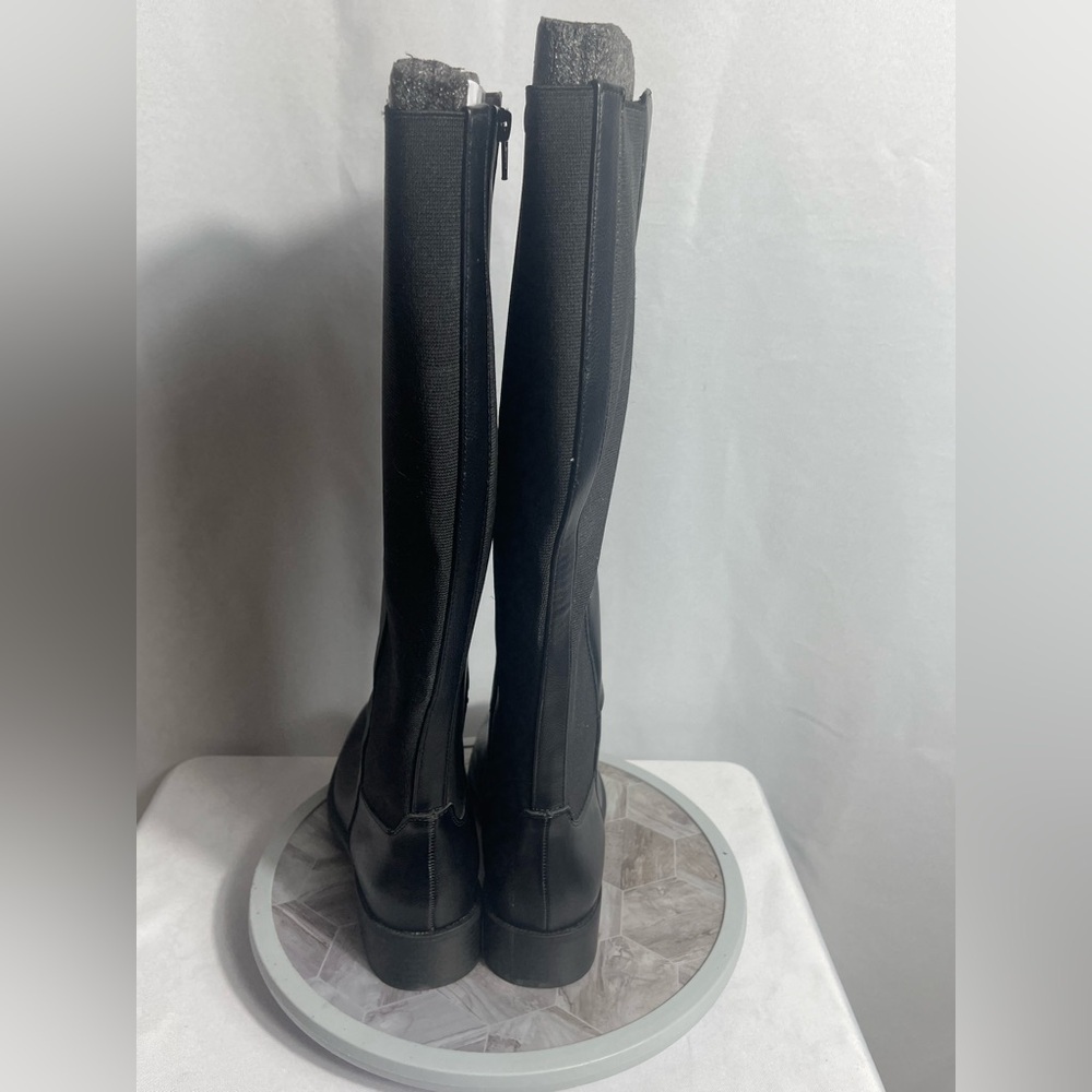 Style & Co Eloisee Tall Black Boots 8.5M Side Zip Block Heel Riding Look - Picture 9 of 10